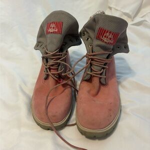 Timberland Pink and Gray Combat Boots